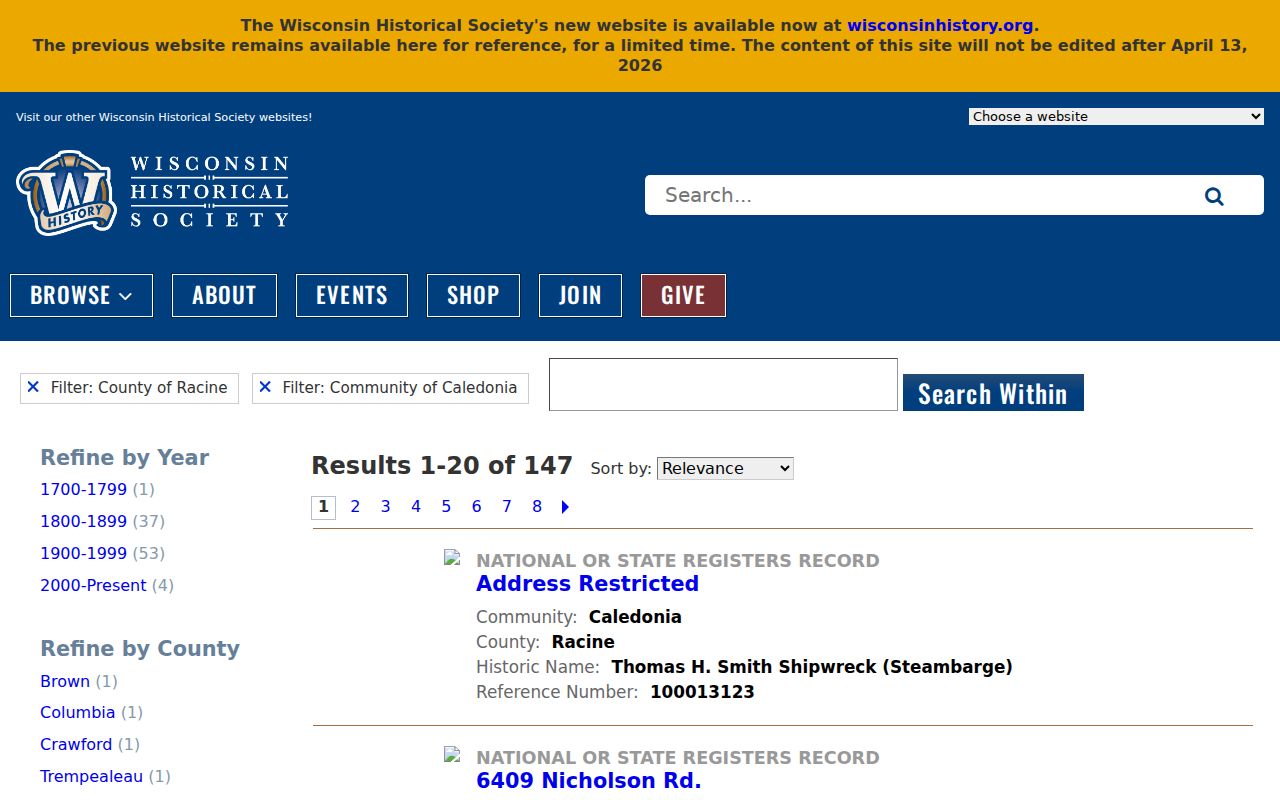 Caledonia previous residents research in Wisconsin Historical Society collections